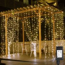 Le 306 Led Curtain Lights 9 8 X 9 8 Ft 8 Modes Plug In Fairy String Lights Warm White Indoor Outdoor Decorative Christmas Twinkle Lights For