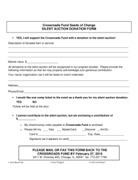 Fillable Online Crossroadsfund Silent Auction Donation Form