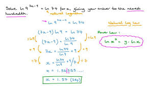 Natural Logarithmic Equations Nagwa