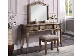 tt vanity set with stool and mirror rosdorf park color antique oak