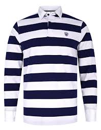 navy white striped rugby polo shirt