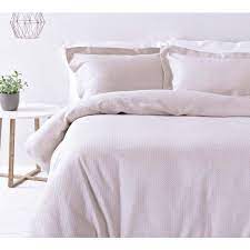 flat waffle blush pink bed linen set