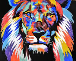 Multi Coloured Lion Painting 13