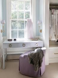 closet makeup vanity under window