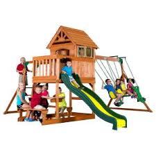 All backyard discovery sets meet or exceed the toughest safety standards to make sure your kids are safe. Backyard Discovery Montpelier All Cedar Swing Set 30211dcom The Home Depot