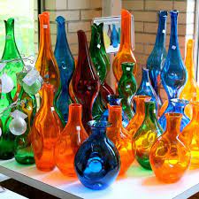 Vintage Art Glass Colored Glass Bottles