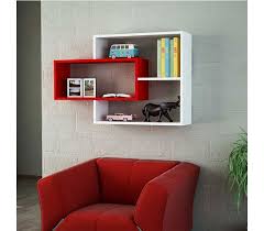 Wall Shelves Mdf White And Red 65x105cm