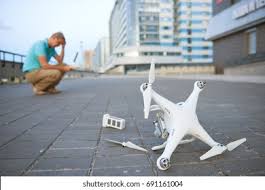 drone crash fallen damaged quadrocopter