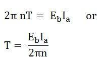 torque equation of a dc motor its