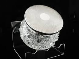 Silver Powder Jar Sterling Cut Glass