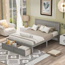 Anbazar Gray Wood Full Size Bed Frame