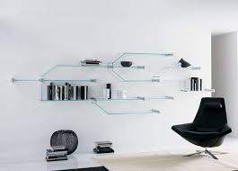 Room Space By Using Glass Wall Shelves