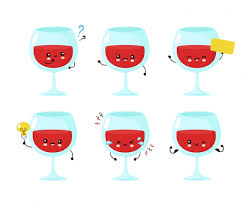 Cute Happy Smiling Wine Glass Set