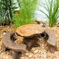 Bench Figurine Set Tree Stump