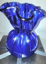 Vintage Cobalt Blue Glass Vase With