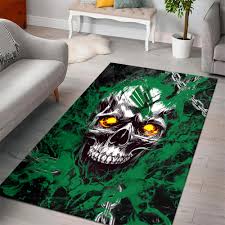 green carpet rug gothic skull glowing