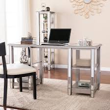 Featuers a stunning mirrored tabletop. Vedlin Matte Silver Mirrored Desk Overstock 20504982