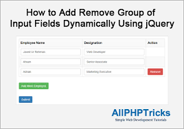 input fields dynamically using jquery