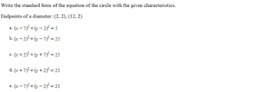 Equation Of The Circle Chegg