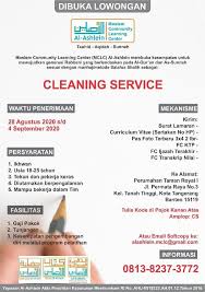 Lowongan kerja tamatan sma smk di chicken crush medan mei 2021. Lowongan Pekerjaan Cleaning Service Loker Cleaning Service Sokopati Online