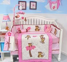 Girls Monkey Crib Bedding Baby
