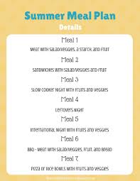 our simple summer meal plan free