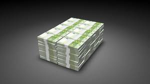 stack of 100 euro bills one million