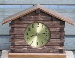 Small Wall Clock Rustic Log Cabin Clock