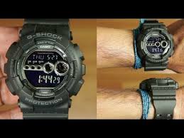 Black resin band digital watch with black face. Casio G Shock Gd 100 1b Black Unboxing Youtube