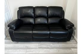 Roma Black Leather Recliner 3 Seater