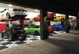 garage tile flooring with car lifts