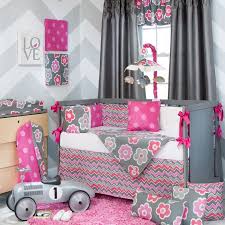 baby girl pink grey modern crib nursery