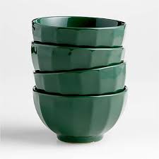 Cafe Holiday Green Cereal Bowls Set Of