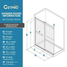 Getpro 72 In W X 79 In H Double Sliding Frameless Shower Door In Matte Black With Crashproof And 3 8 In 10 Mm Glass