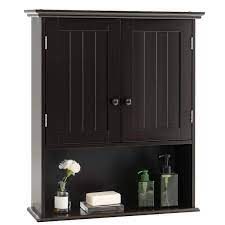 Espresso Bathroom Storage Wall Cabinet