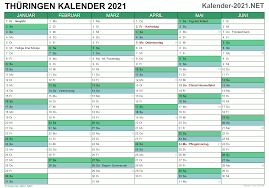 De kalender 2021 wordt automatisch gegenereerd en is hier altijd online te bekijken. Kalender 2021 Thuringen