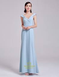 Elegant Light Blue Cap Sleeve V Neck Long Evening Dress With