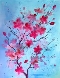 cherry blossom watercolor painting
