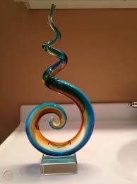 Murano Art Glass Swirl Sculpture Blue
