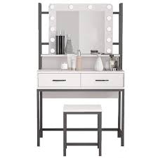 white 35 4 in wood makeup vanity with