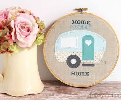 home sweet home trailer embroidery hoop
