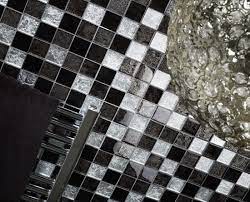 Black Silver Leaf Mix Glass Mosaic