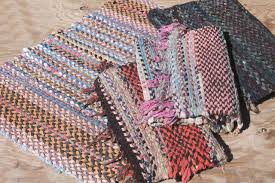 old hand woven twined rag rugs