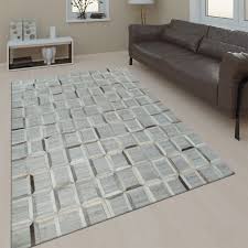 Zu kleine teppiche wirken oft verloren oder bleiben unbemerkt. Teppich Wohnzimmer Leder Wolle Grau Schwarz Teppichcenter24