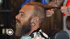 Inspired by historic nordic warriors, the viking haircut encompasses many different modern men's cuts and styles, including braids, ponytails. Rugged Viking Haircut Beard Trim With Jake The Barber Beardbrand Studio Youtube