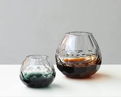 Set Of 2 Crystal Diamond Vases Amber S