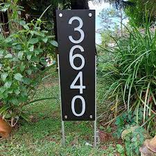 Solar-Powered Lawn and Driveway House Number Sign with Stakes - Paxt Designs