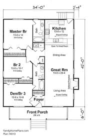 Small house plan with three bedrooms and two living areas, second living area on the second floor. Small House Floor Plans Small Country House Plans House Plans Online
