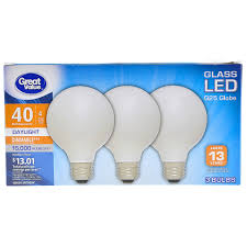 Great Value 40w Equivalent G25 Globe Led Light Bulb Glass Dimmable Daylight 3 Pack Walmart Com Walmart Com