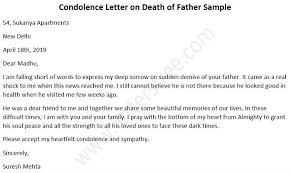 Condolence Letters On The Death Of Father Sample Format